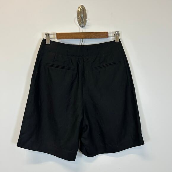 New River Seamless Modernism Old Money Linen Pleated Black Shorts women's S - Picture 6 of 8